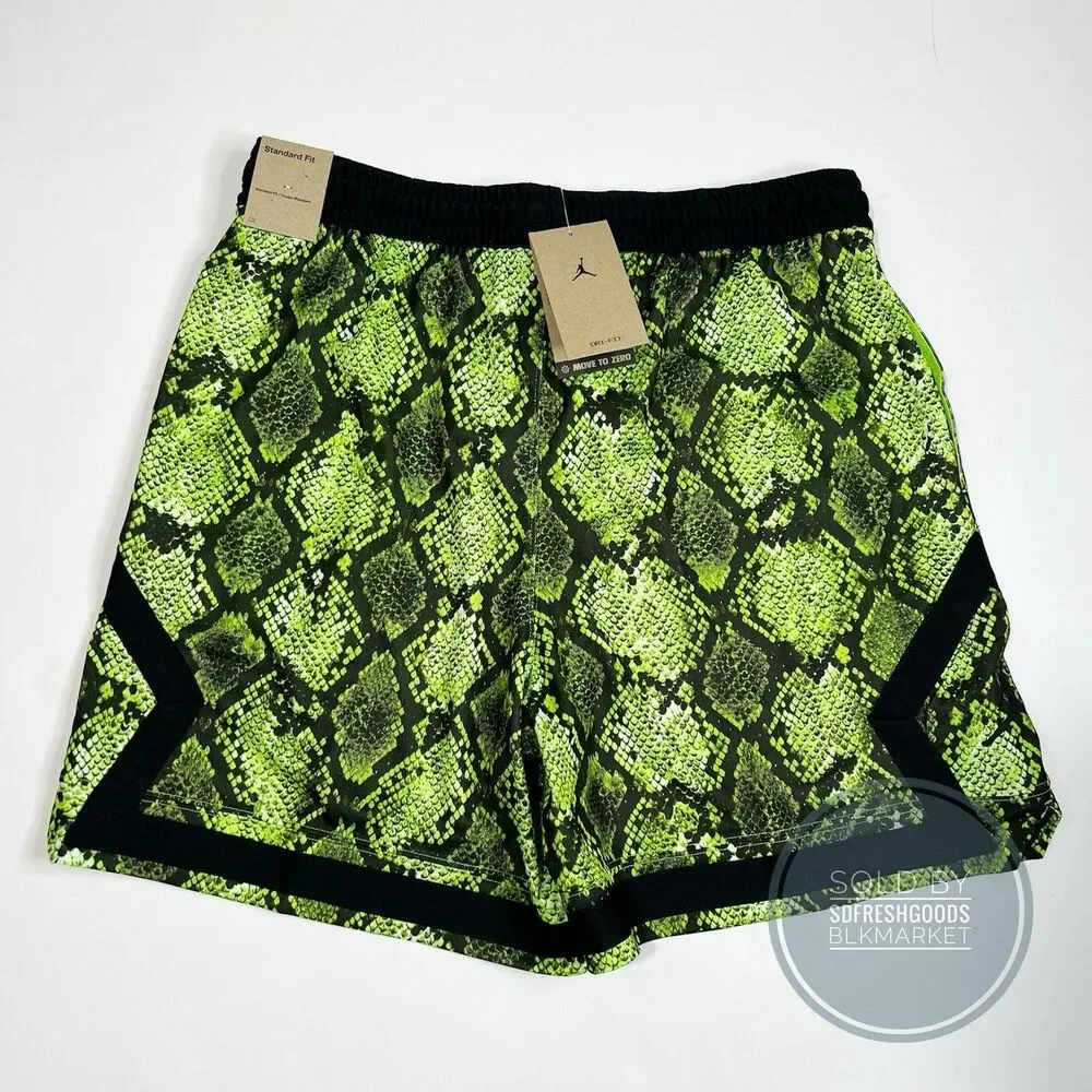 Jordan Brand Men's Dri-FIT Mesh Diamond Shorts  Electric Green HF9907-358 Size L
